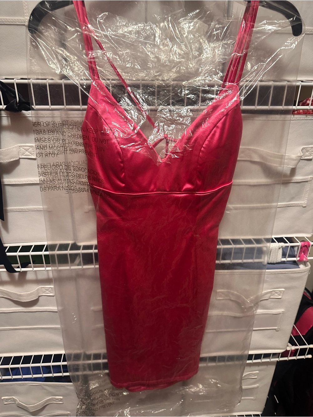 Satin Red Spaghetti-Strap Mini Dress